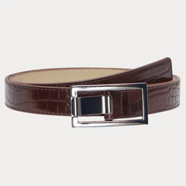 Only CROCO ΖΩΝΗ ONLY ASTA PU JEANS BELT SEAL BROWN ONLY