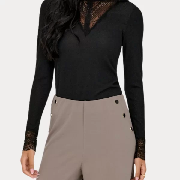 Only ΜΠΛΟΥΖΑ ONLY TILDE GLITTER L/S HIGHNECK TOP JRS BLACK ONLY