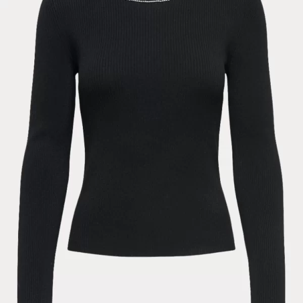 Only ΜΠΛΟΥΖΑ ONLY EMMA LS BLING O-NECK KNT BLACK ONLY