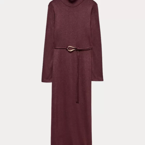 ΦΟΡΕΜΑ VERO MODA LOUISA LS HIGH NECK 7/8 DRESS WINETASTING VERO MODA