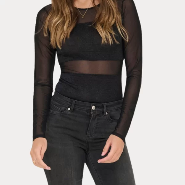 ΜΠΛΟΥΖΑ ONLY ESTHER GLITTER L/S BODY JRS BLACK ONLY