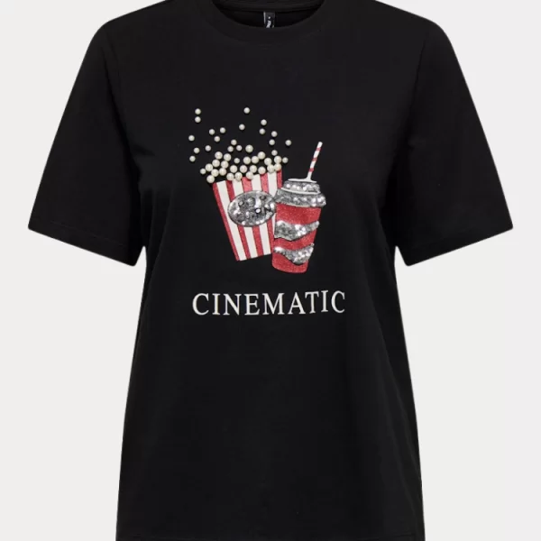 Only T-SHIRT ONLY BURST LIFE S/S POPCORN TOP BOX BLACK ONLY