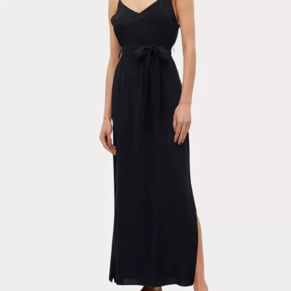 ΦΟΡΕΜΑ VERO MODA VMEASY JOY SLIT MAXI V-NECK DRESS BLACK VERO MODA