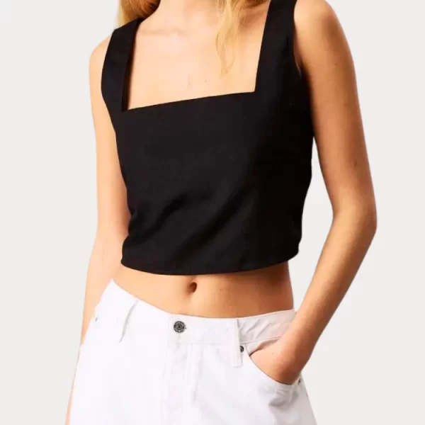 Calvin Klein TOP CALVIN KLEIN SOFT TWILL LINEN CK BLACK CALVIN KLEIN