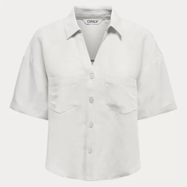 ΠΟΥΚΑΜΙΣΟ ONLY WINDY LIFE S/S LINEN BLEND PNT CLOUD DANCER ONLY