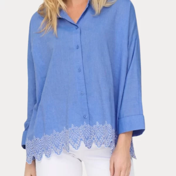 Only ΠΟΥΚΑΜΙΣΟ ONLY GRACES TULUM LS EMB WVN BLUE BONNET ONLY