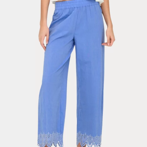 ΠΑΝΤΕΛΟΝΙ ONLY PAULA TULUM EMB PULL-UP PANT WVN BLUE BONNET ONLY