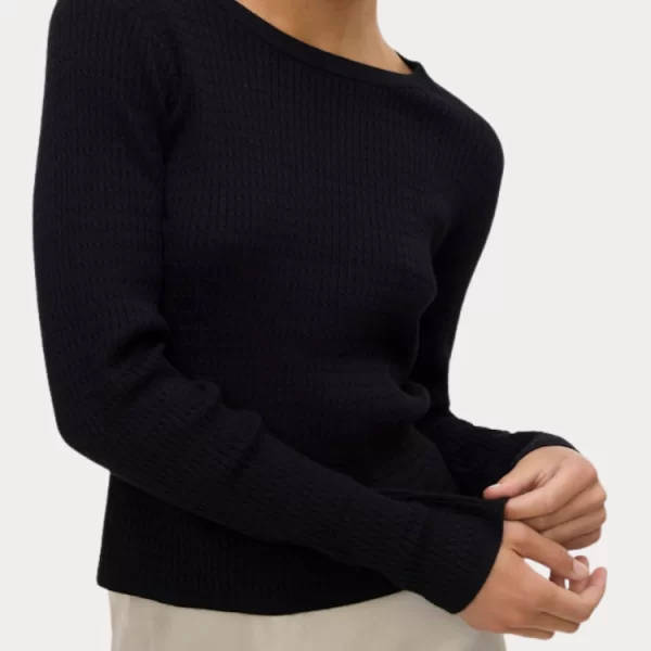 PULLOVER VERO MODA VMSILJE LS O-NECK CABLE BLACK VERO MODA