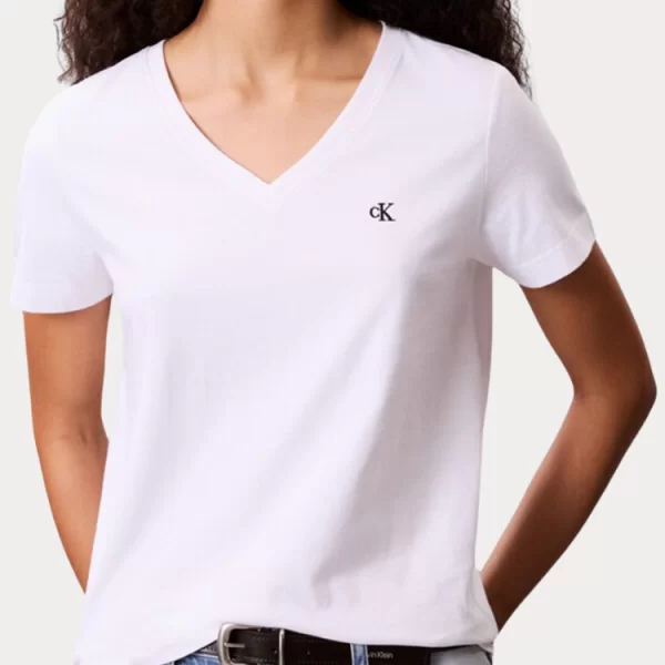 T-SHIRT CALVIN KLEIN ARCHIVE V NECK TEE WHITE CALVIN KLEIN