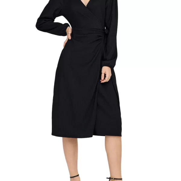 ΦΟΡΕΜΑ ONLY MERLE WRAP MIDI BLACK ONLY