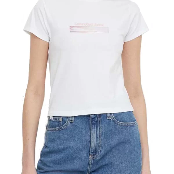 T-SHIRT CALVIN KLEIN DIFFUSED BOX FITTED TEE BRIGHT WHITE CALVIN KLEIN