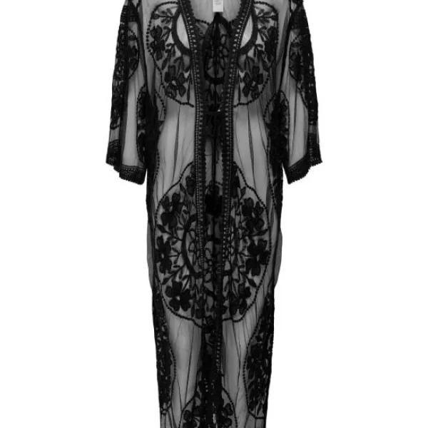 Only KIMONO ONLY CARLA EMBROIDERED LACE ACC BLACK ONLY