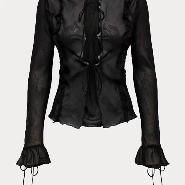 ΜΠΛΟΥΖΑ ONLY MARLIN LS FRILL TIE TOP WVN BLACK ONLY