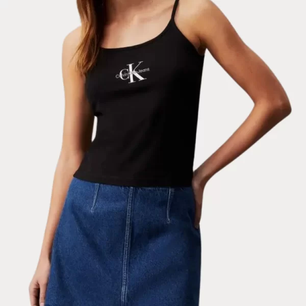 Calvin Klein TANK TOP CALVIN KLEIN MONOLOGO SLIM STRAPPY CK BLACK CALVIN KLEIN