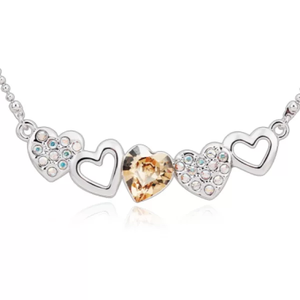 Κολιέ Πλατίνα Καρδούλες Swarovski BC10814-CH