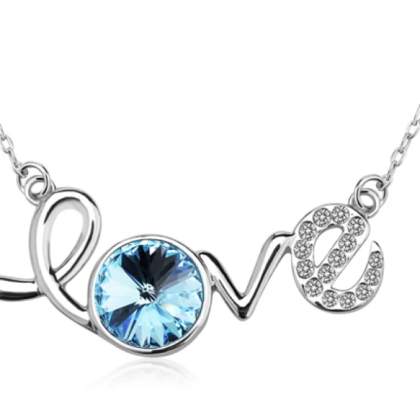 Κολιέ επιπλατινωμένο Love made with Swarovski elements BC16004-AQ