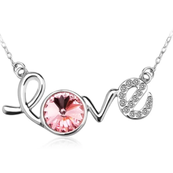 Κολιέ Πλατίνα Love made with Swarovski elements BC16004-LR