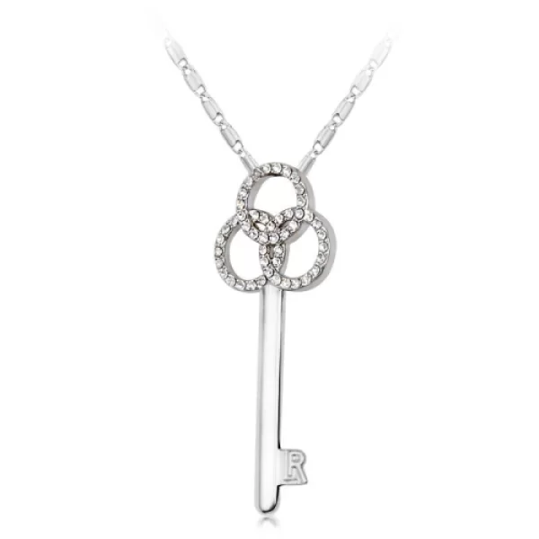 Κολιέ κλειδί, ασημένιο, με κρυσταλλάκια Swarovski, BC10382-CR