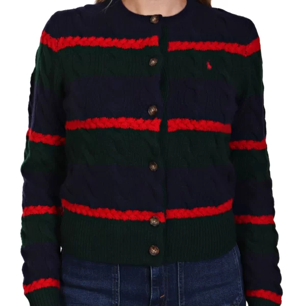 RALPH LAUREN ΖΑΚΕΤΑ ΠΛΕΚΤΗ ΜΑΛΛΙΝΗ ΠΟΛΥΧΡΩΜΗ