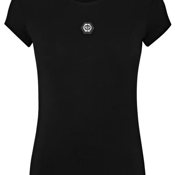 PHILIPP PLEIN T-SHIRT SEXY PURE HEXAGON LOGO ΜΑΥΡΟ