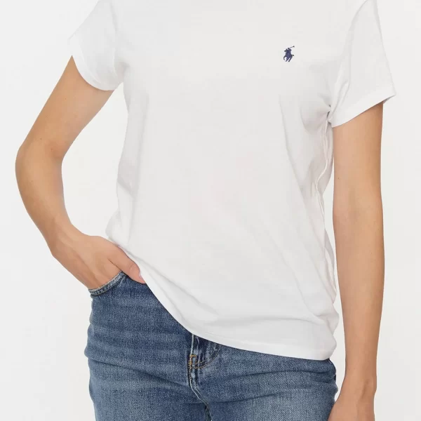 RALPH LAUREN T-SHIRT ΛΑΙΜΟΚΟΨΗ LOGO ΛΕΥΚΟ