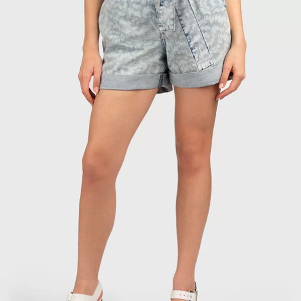 KARL LAGERFELD ΣΟΡΤΣ PAPERBAG DENIM SHORTS ΖΩΝΗ LOGO ΑΝΟΙΧΤΟ ΜΠΛΕ