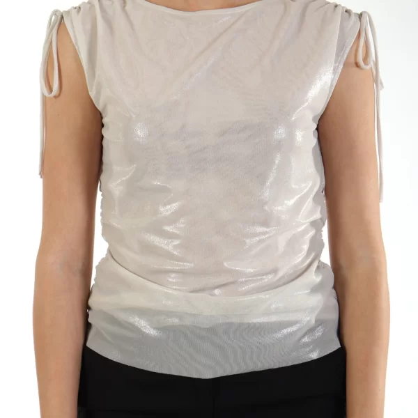 MARELLA MONOCHROME ΜΠΛΟΥΖΑ AMADEUS ΣΟΥΡΑ ΠΛΑΙ ΜΕΤΑΛΛΙΖΕ ΛΕΥΚΟ