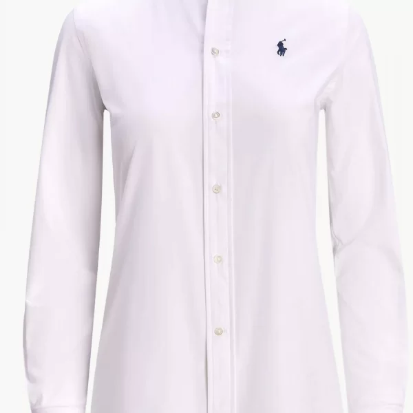 RALPH LAUREN ΠΟΥΚΑΜΙΣΟ CLASSICS ΠΟΠΛΙΝΑ BUTTON DOWN LOGO ΛΕΥΚΟ