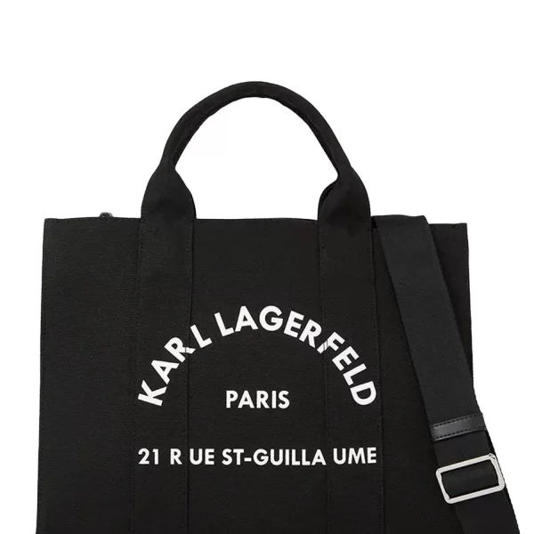 Karl Lagerfeld KARL LAGERFELD ΤΣΑΝΤΑ ΧΕΙΡΟΣ/CROSS ΚΑΜΒΑΣ BODY SQUARE MEDIUM TOTE LOGO ΜΑΥΡΟ