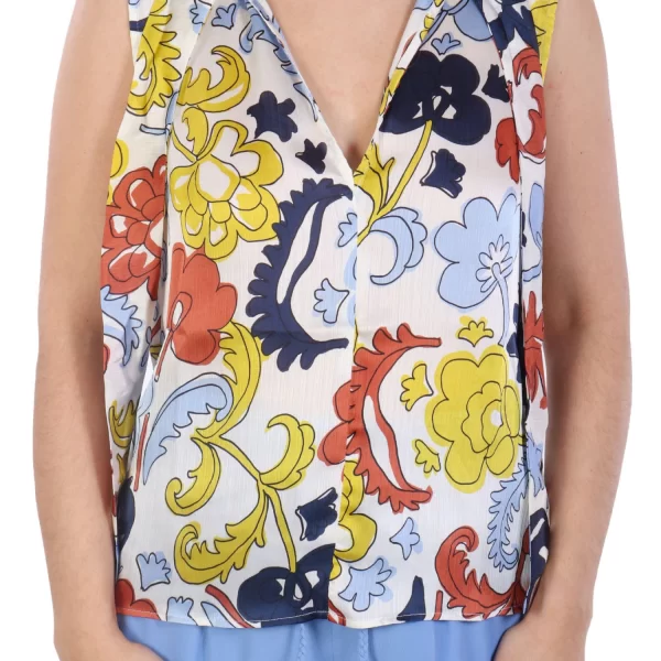 MARELLA EMME ΜΠΛΟΥΖΑ ΤΟΠ NOGAL ΑΜΑΝΙΚΟ ΣΑΤΕΝ ΕΜΠΡΙΜΕ ΛΕΥΚΟ-ΚΕΡΑΜΙΔΙ-ΜΠΛΕ