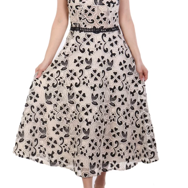 TWINS FANTASY ΦΟΡΕΜΑ MIDI ΔΑΝΤΕΛΑ ΜΑΥΡΟ-ΜΠΕΖ