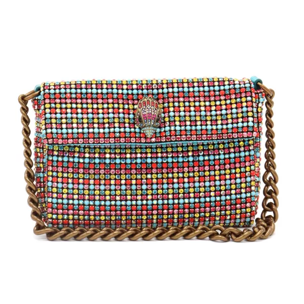 KURT GEIGER ΤΣΑΝΤΑΚΙ ΩΜΟΥ SM PARTY SHOULDER BAG AΛΥΣΙΔΑ ΜΕΤΑΛΛΙΚΑ ΣΤΡΑΣ LOGO ΠΟΛΥΧΡΩΜΟ