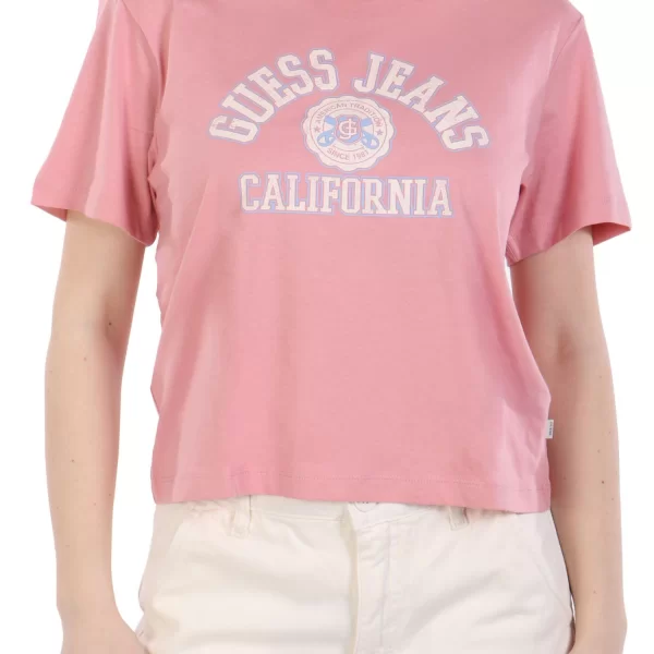 GUESS JEANS T-SHIRT LOGO ΡΟΖ