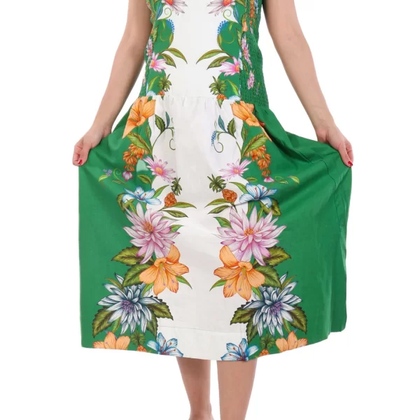 FARM RIO ΦΟΡΕΜΑ MIDI SWEET BLOOM DREAMSCAPE FLORAL ΛΕΥΚΟ-ΠΡΑΣΙΝΟ