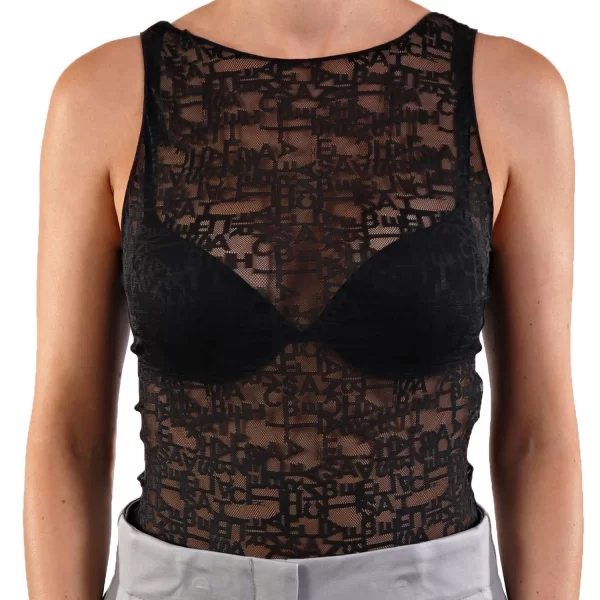 ELISABETTA FRANCHI ΚΟΡΜΑΚΙ ΑΜΑΝΙΚΟ ΔΑΝΤΕΛΑ SLIM FIT LOGO ΜΑΥΡΟ