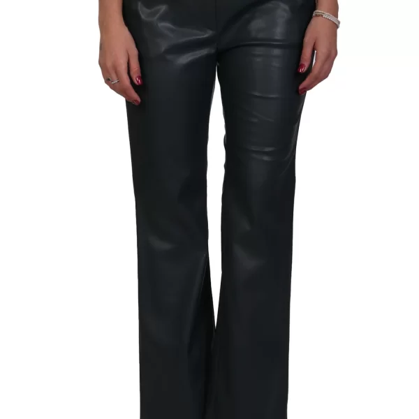 MARELLA EMME 1 ΠΑΝΤΕΛΟΝΙ NABAB FAUX LEATHER FLARE ΜΑΥΡΟ