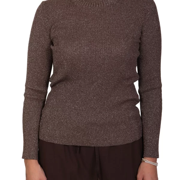 MARELLA MONOCHROME ΜΠΛΟΥΖΑ SANNA ΠΛΕΚΤΟ ΖΙΒΑΓΚΟ LUREX ΚΑΦΕ