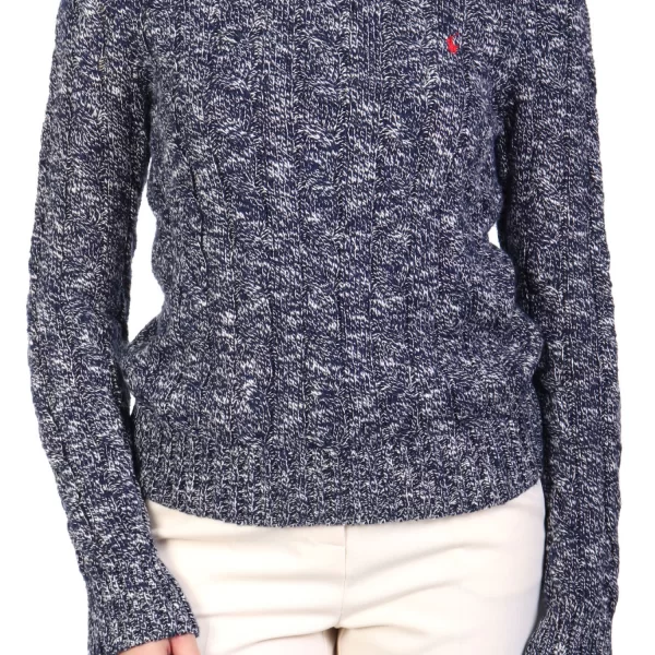 RALPH LAUREN ΠΛΕΚΤΟ CREW NECK CABLE ΜΕΛΑΝΖΕ ΜΠΛΕ