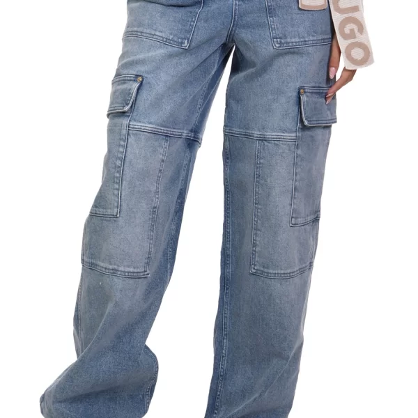 MICHAEL KORS ΠΑΝΤΕΛΟΝΙ JEANS WIDE CARGO MID-RISE STRETCH ΜΠΛΕ