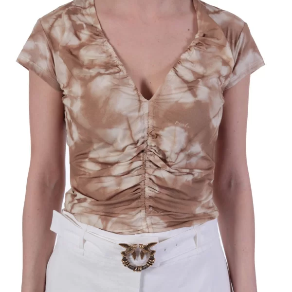 PINKO TOP MILANO MAGLIA V-NECK ΣΟΥΡΑ ΜΠΕΖ