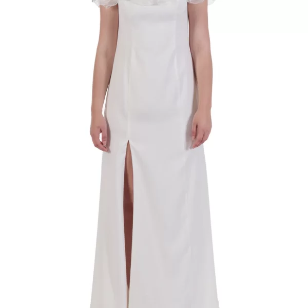 ALLURE EVENING ΦΟΡΕΜΑ ΜΑΚΡΥ ΒΟΛΑΝ ΩΜΟΥΣ ΣΚΙΣΙΜΟ ΛΕΥΚΟ