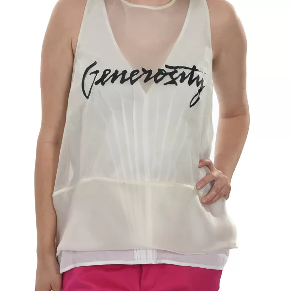 DONDUP TOP CAMICIA GETHE ΣΤΑΜΠΑ ΑΜΑΝΙΚΟ ΛΕΥΚΟ