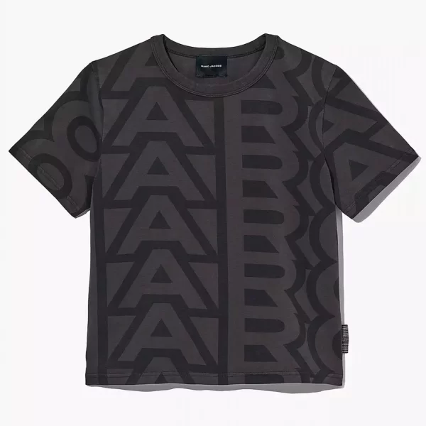 MARC JACOBS T-SHIRT ALL OVER LOGO ΜΑΥΡΟ/ΚΑΦΕ