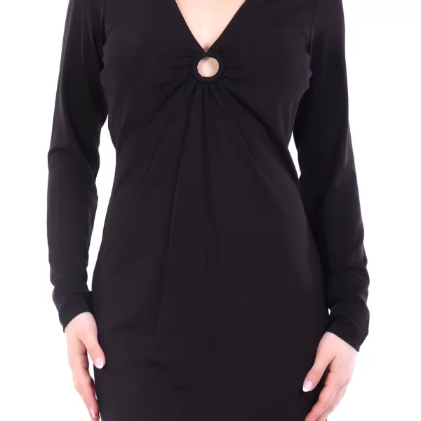 MICHAEL KORS ΦΟΡΕΜΑ MINI ΝΤΡΑΠΕ V-NECK ΜΑΥΡΟ