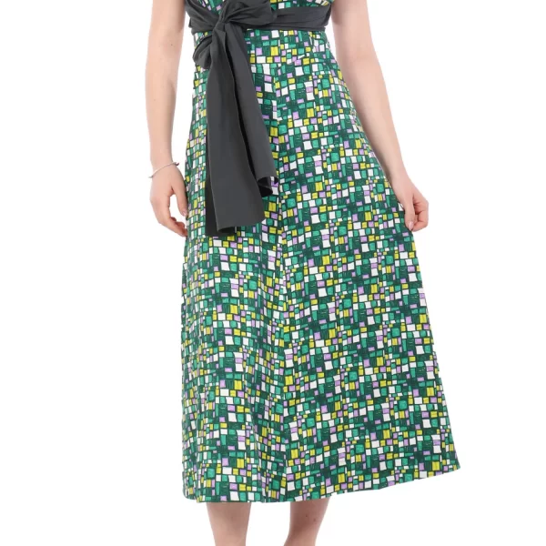 MAX MARA WEEKEND ΦΟΡΕΜΑ FRISIA MIDI ΑΝΟΙΧΤΗ ΠΛΑΤΗ ΚΑΡΩ ΠΟΛΥΧΡΩΜΟ