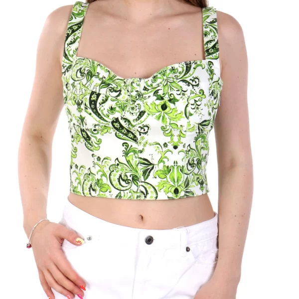 LIU-JO CROP TOP ΕΜΠΡΙΜΕ ΠΡΑΣΙΝΟ-ΛΕΥΚΟ