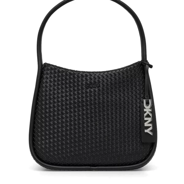 DKNY ΤΣΑΝΤΑ ΩΜΟΥ CAPRI HOBOS ΠΛΕΞΗ LOGO ΜΑΥΡΟ