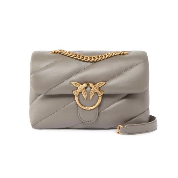 PINKO ΤΣΑΝΤΑ LOVE CLASSIC PUFF CL SHEEP NAPPA ΓΚΡΙ- ANTIQUE GOLD