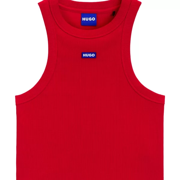 HUGO BLUE TANK TOP CROPPED BABY TANK_B LOGO ΚΟΚΚΙΝΟ