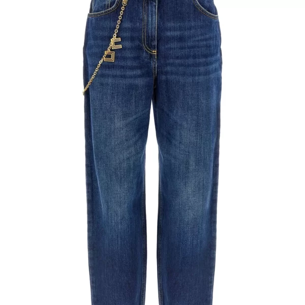 ELISABETTA FRANCHI ΠΑΝΤΕΛΟΝΙ JEANS ΑΠΟΣΠΩΜΕΝΗ ΑΛΥΣΙΔΑ ΜΠΛΕ